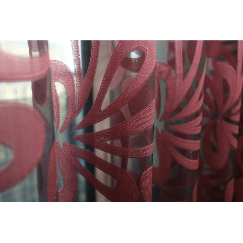 Rizzi Polyester Blend Sheer Curtain Single Panel, Maroon