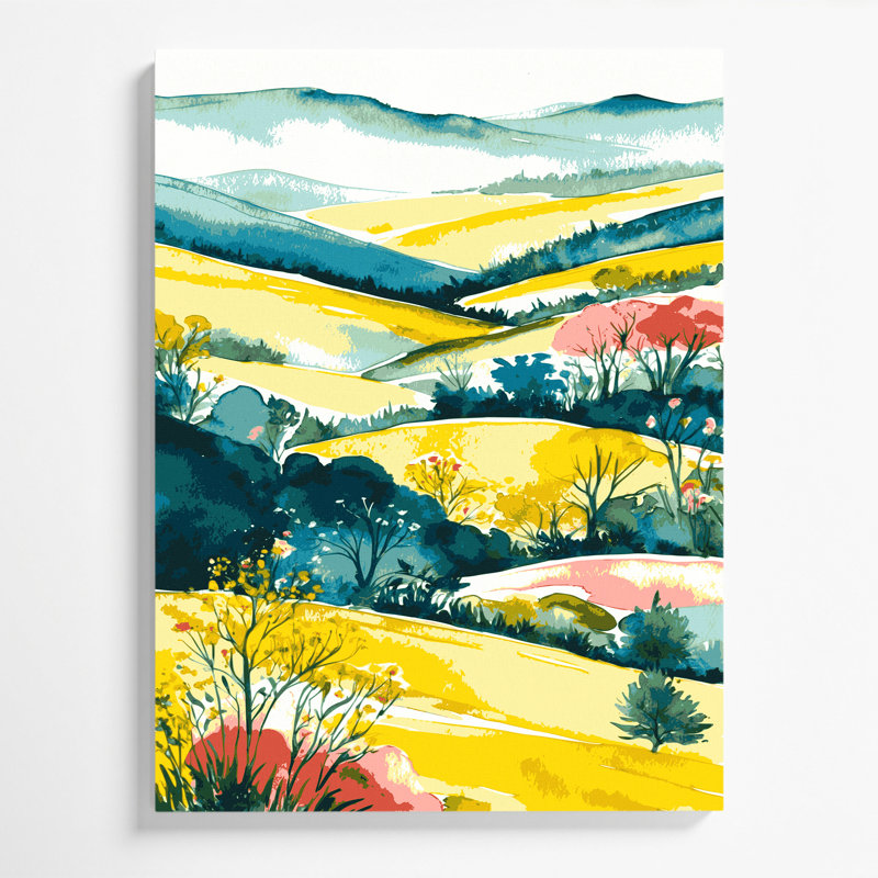 Aquarelle, paysage, 84, toile beige