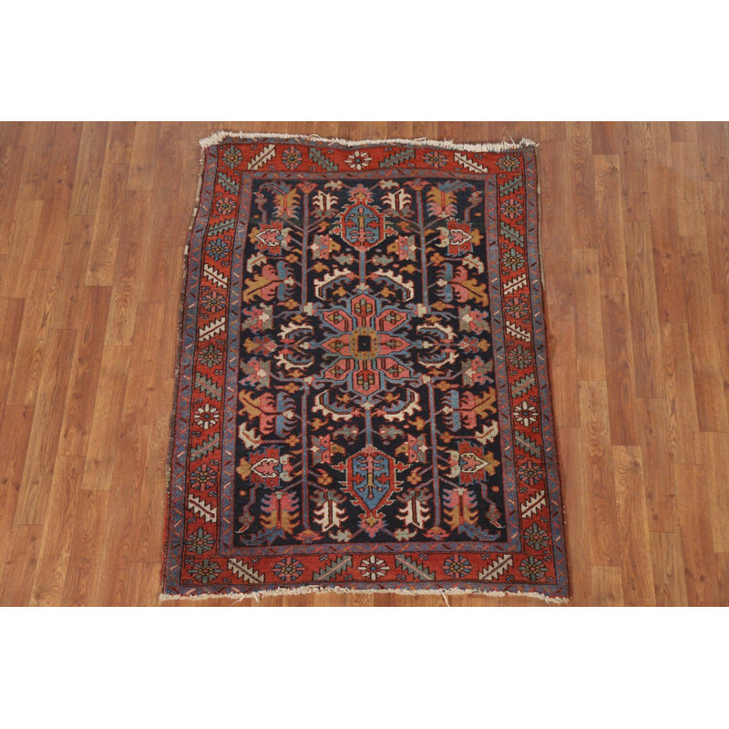Tapis décoratif antique à teinture végétale 4 x 5