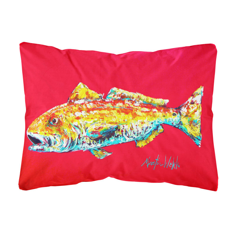 Coussin intérieur/extérieur rouge Fish Alphonzo
