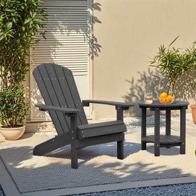 Green Wood-Texture Chair - HIPS Plastic Outdoor Adirondack