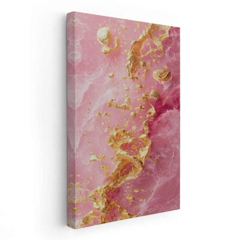 Rose doré et marbré - reproduction d'art sur toile, H 24 po x l 16 po