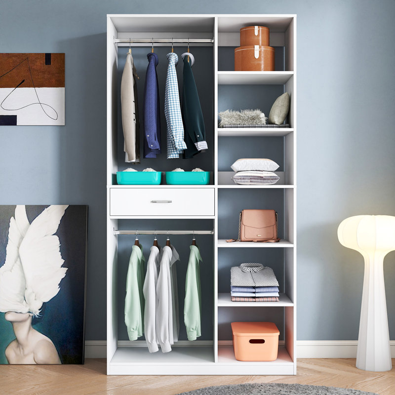 Garde-robe de 74,8 po avec tiroir Jacoby, 6 tablettes et 2 tringles de suspension
