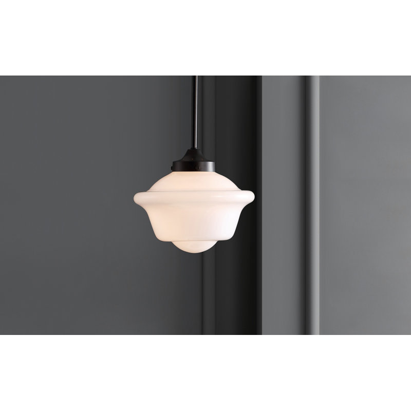 Luminaire suspendu simple à 1 lumière Gallucci, Bronze huilé, Blanc, H 11 po x l 9,5 po x P 9,5 po