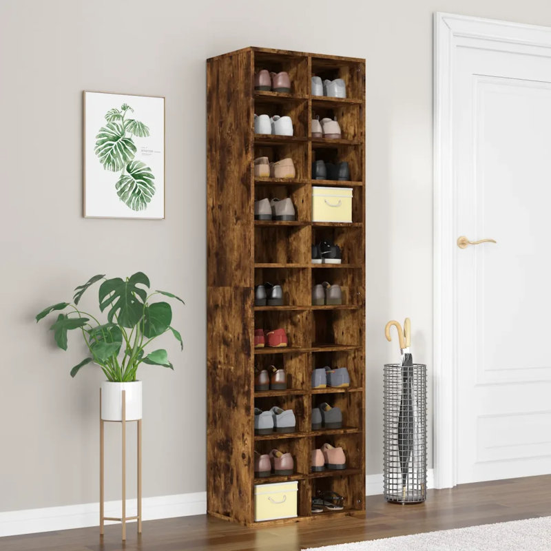 vidaXL Shoe Cabinet  54 x 34 x 183 cm Engineered Wood, Smoked Oak