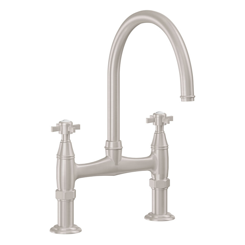 Bridge Kitchen Faucet, 34 Series Cross Handle, Polished Chrome, Without Side Spray