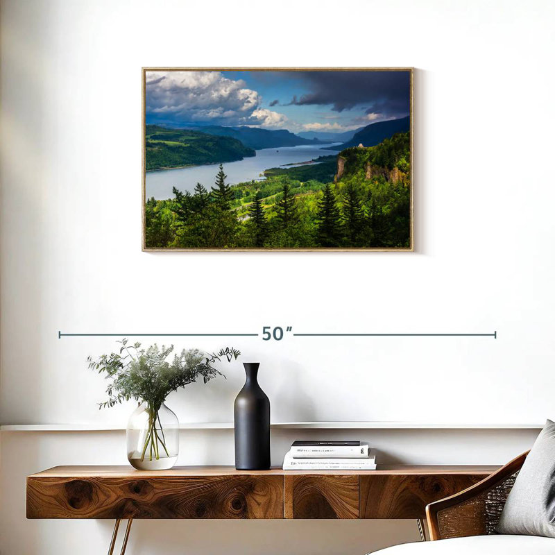 Columbia River Gorge View, Cadre flottant en bois naturel, 31 po x 21 po