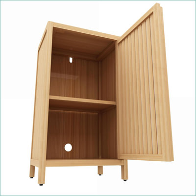 Armoires: Armoire de rangement autoportante en bambou avec porte Tablette pour salle de bain, cuisine, salon | Style scandinave | Noyer brun