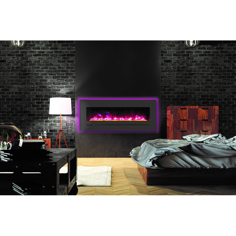 Foyer électrique mural linéaire encastré, H 27 po x l 62 po x P 7 3/8 po