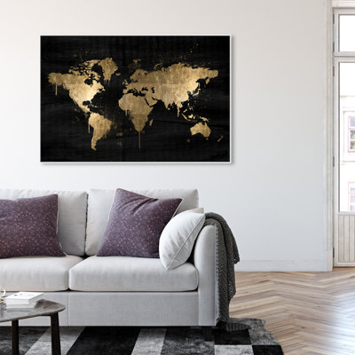 Large Mapamundi Gold - Graphic Art on Canvas