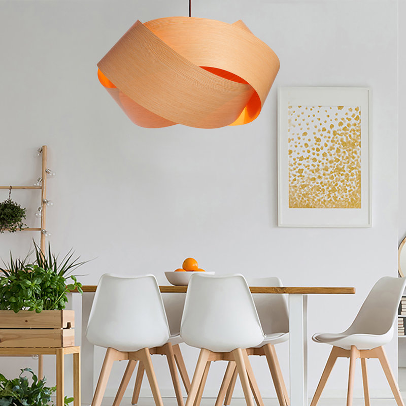 Serene Grande LED Chandelier, White Oak, 12" H x 17" W x 19" D