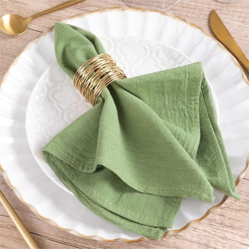 Serviette 100% coton carrée (ensemble de 4), Vert