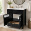 Meuble-lavabo autoportant de 76 cm de large avec porte, tiroir intérieur et dessus en céramique-1122163087