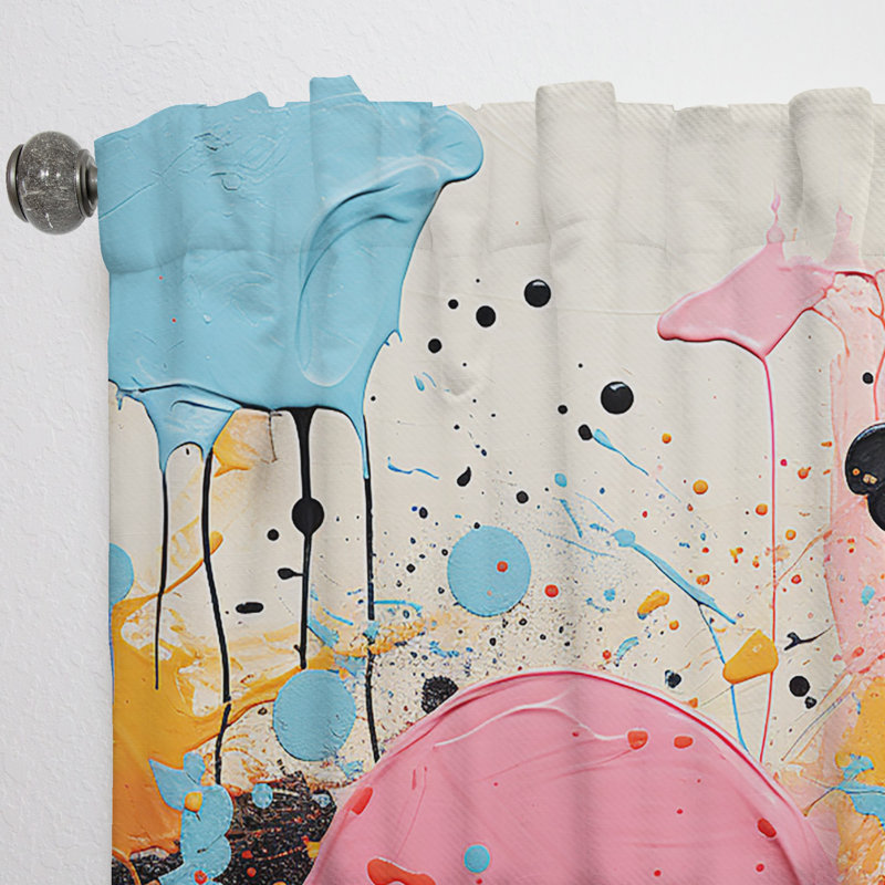 Pop Bree bleu et rose abstrait Bree - rideau glamour - obscurcissant velours - 1 panneau Bree, L 52 po x L 120 po