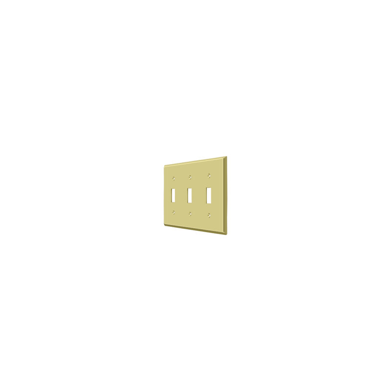 Deltana SWP4763U3 Switch Plate; Triple Standard; Bright Brass Finish, Brass