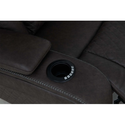 Wendell Microfiber Power Motion Loveseat with Console, Wireless Charger, Storage, USB & LED, Perfect for Modern Relaxation and Entertainment