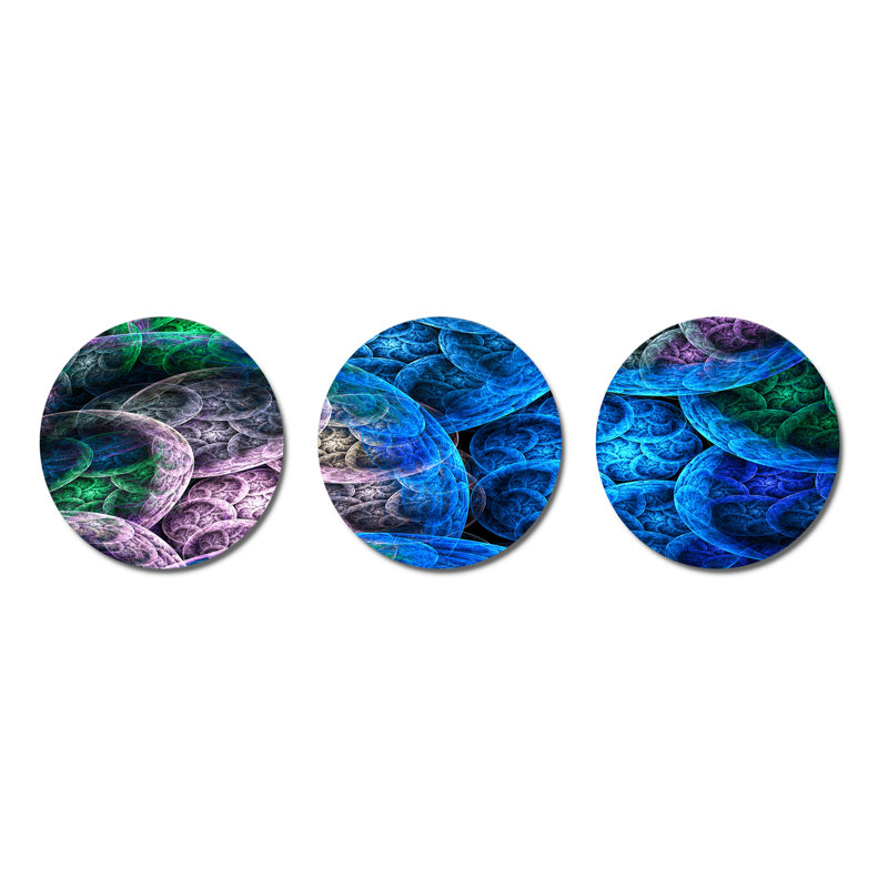 Dramatic Colorful Fractal Clouds - Ensemble de décorations murales abstraites en métal