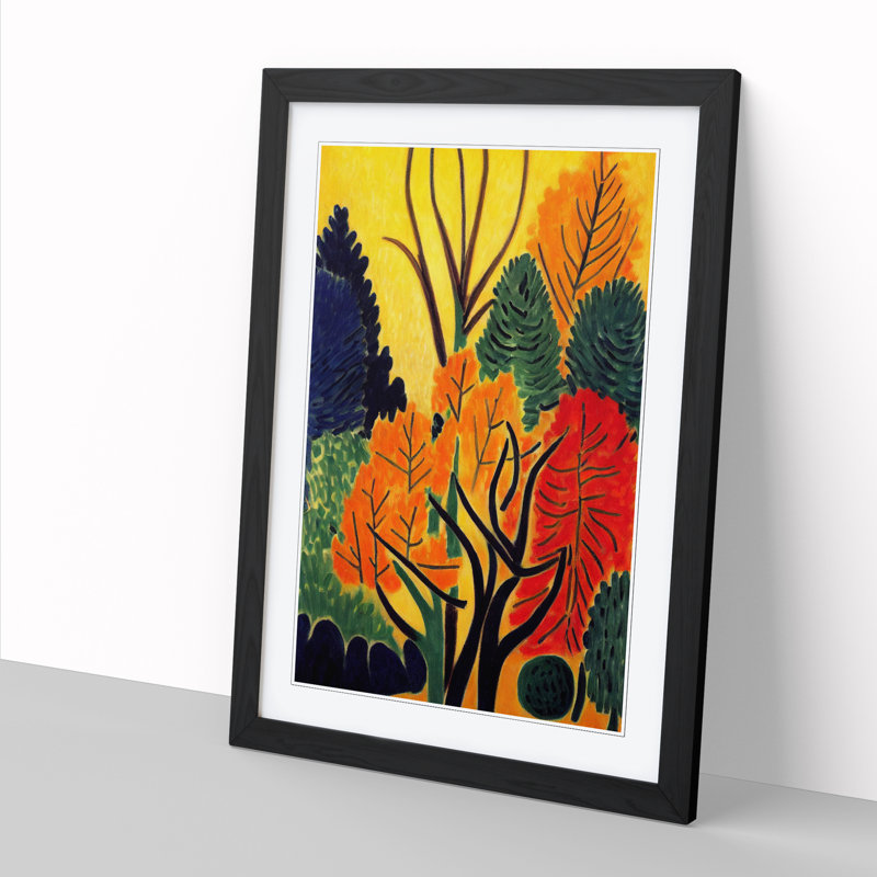 Painted Autumn Forest - Picture Frame Print, 46cm H x 34cm W x 2cm D, Walnut