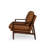 Genuine Italian Leather Square Arm Accent Chair with Solid Oak Wood Frame