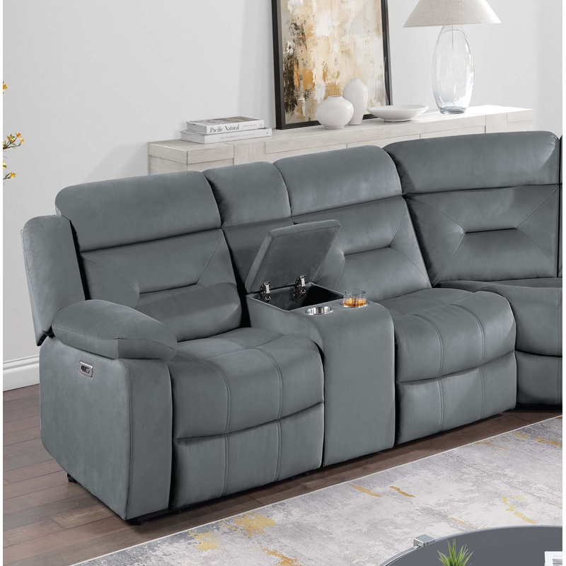 Walton power reclining sectional, Velours gris foncé