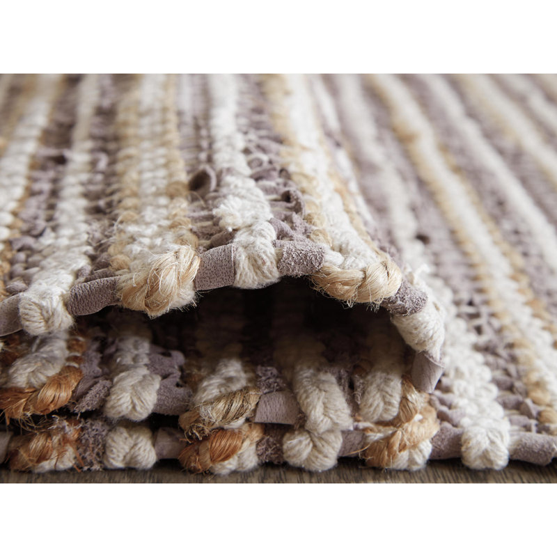 Tapis gris tressé à la main Aybar, Rectangle 5 pi x 7 pi