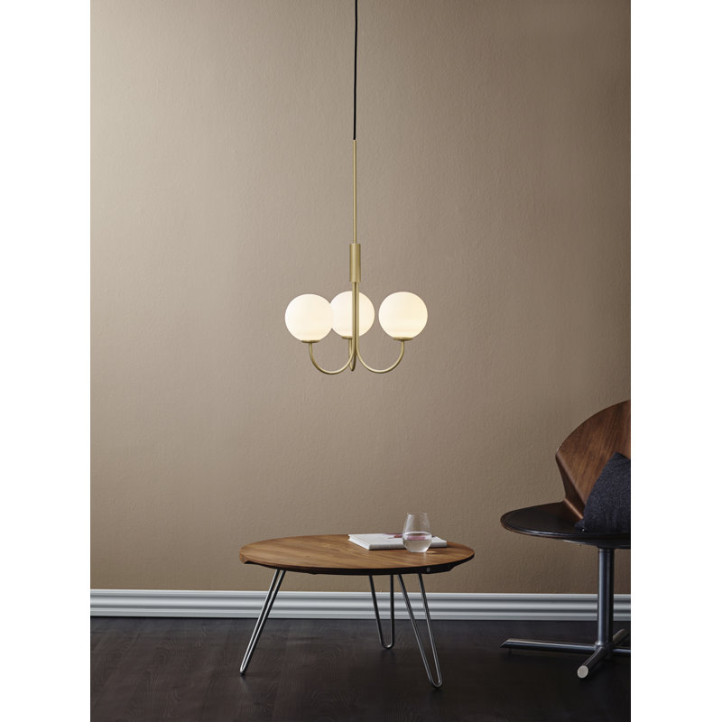 Ballon 3-Light Sphere Chandelier, Satin Brass