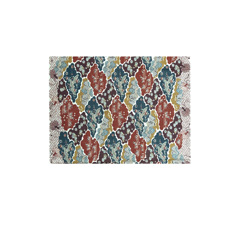 Tapis ivoire et multicolore noué à la main de haute qualité, Rectangle 5 pi 11 po x 9 pi 1 po, 109, 71