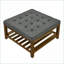 Table basse avec repose-pieds et lin capitonné Rangement en bois de hêtre | Repose-pieds de salon surdimensionné gris anthracite | Gris foncé | Bois
