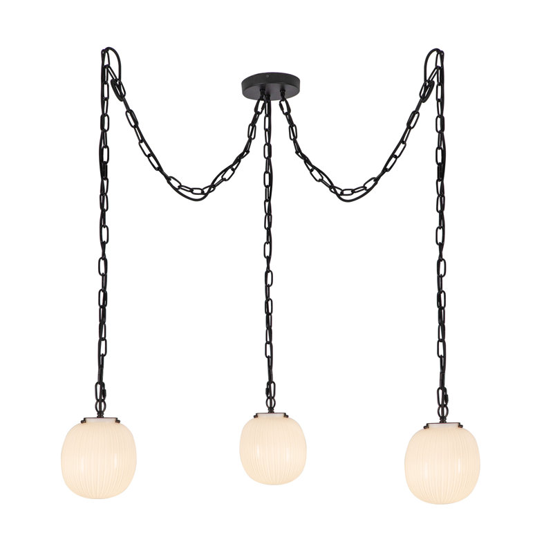 3 - Light Unique/Statement Pendant, 81.88" H x 6.75" W x 6.75" D, Black