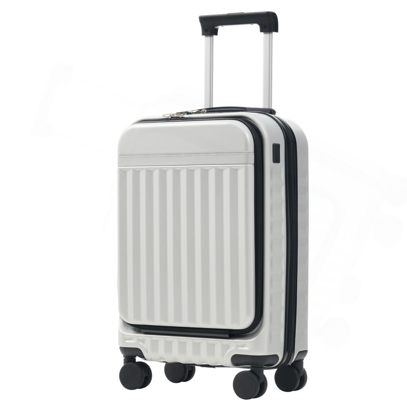 Ensemble de bagage à ouverture frontale 3 pièces, valise de transport rigide avec port USB, bagage extensible avec poignée et roulettes à verrou TSA