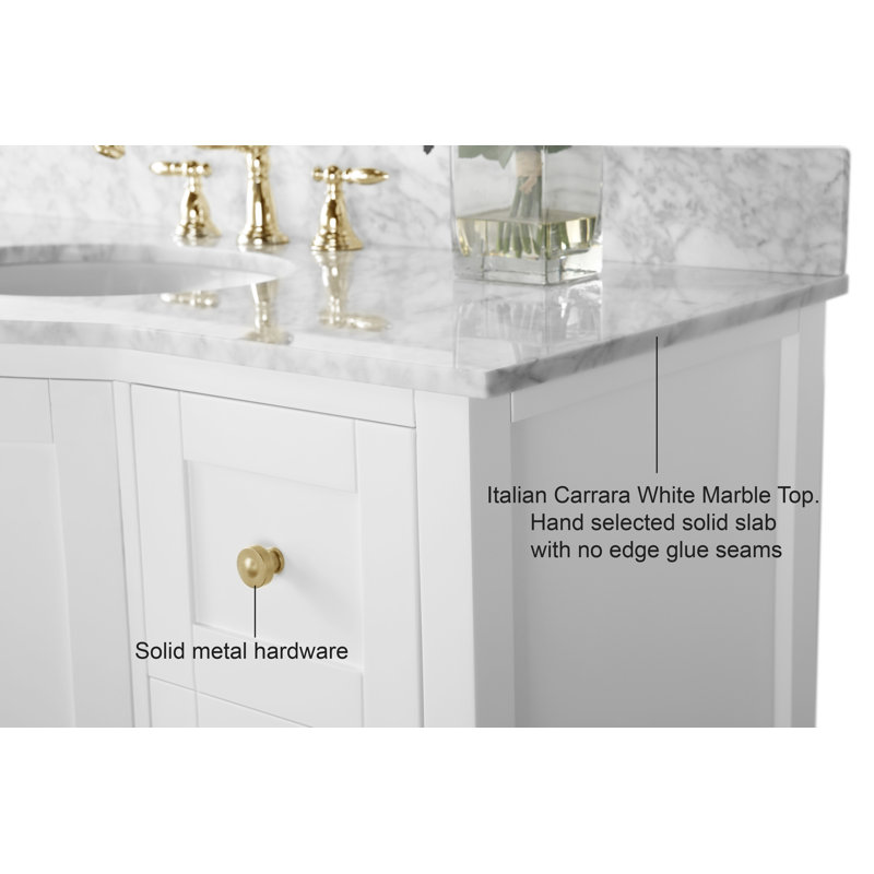 Lauren 48'' W Single Vanity, Gold, White