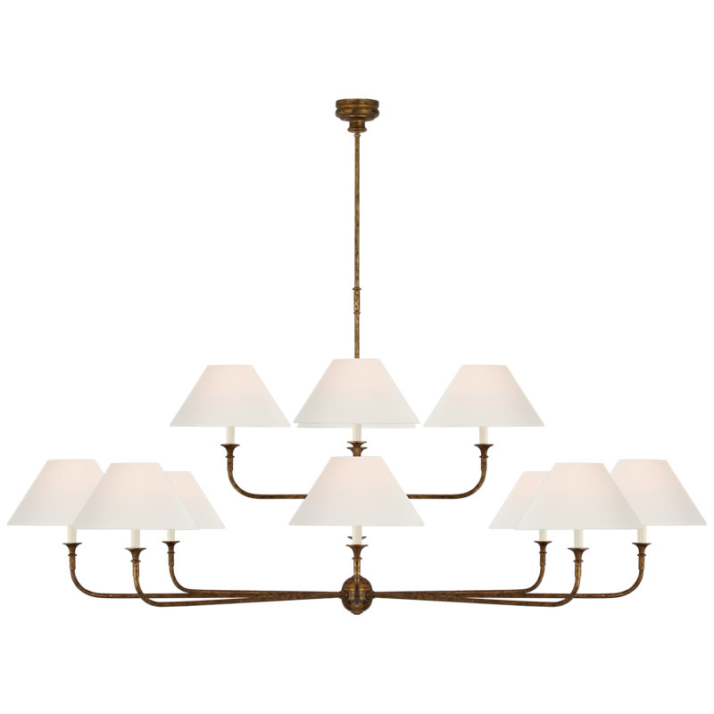 Piaf 12 - Light Chandelier, Antique Gild