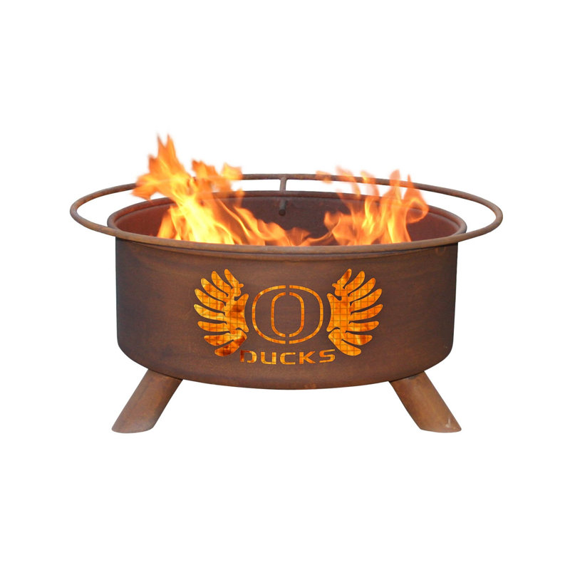 Collegiate Series 16" H x 30" W Steel Outdoor Fire Pit with Lid, University of Oregon