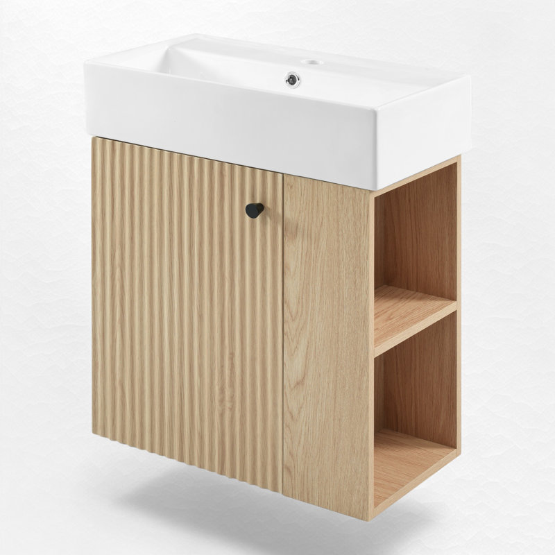 Lynice 21.6'' Floating Single Bathroom Vanity with Top, Wood, Black