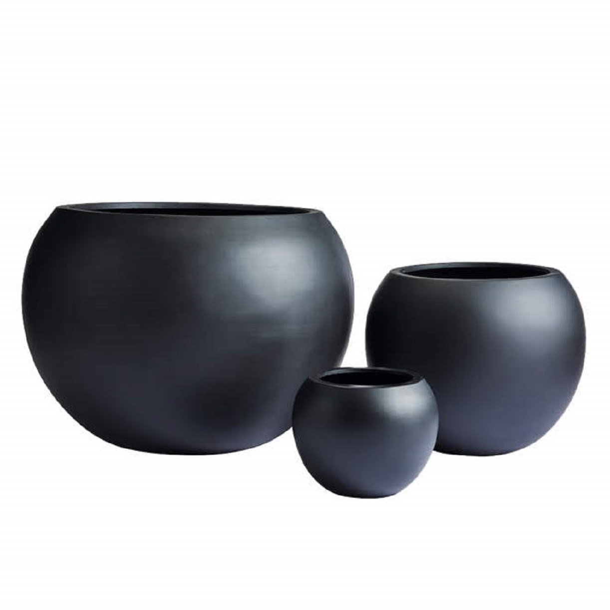 Dorlis Fiberstone Pot Planter, Black, 10" H x 13" W x 13" D
