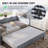 Linen Upholstered Gingham Daybed With Trundle, Usb Charging Port & Wave-shaped Design, No Box Spring Needed-372022684