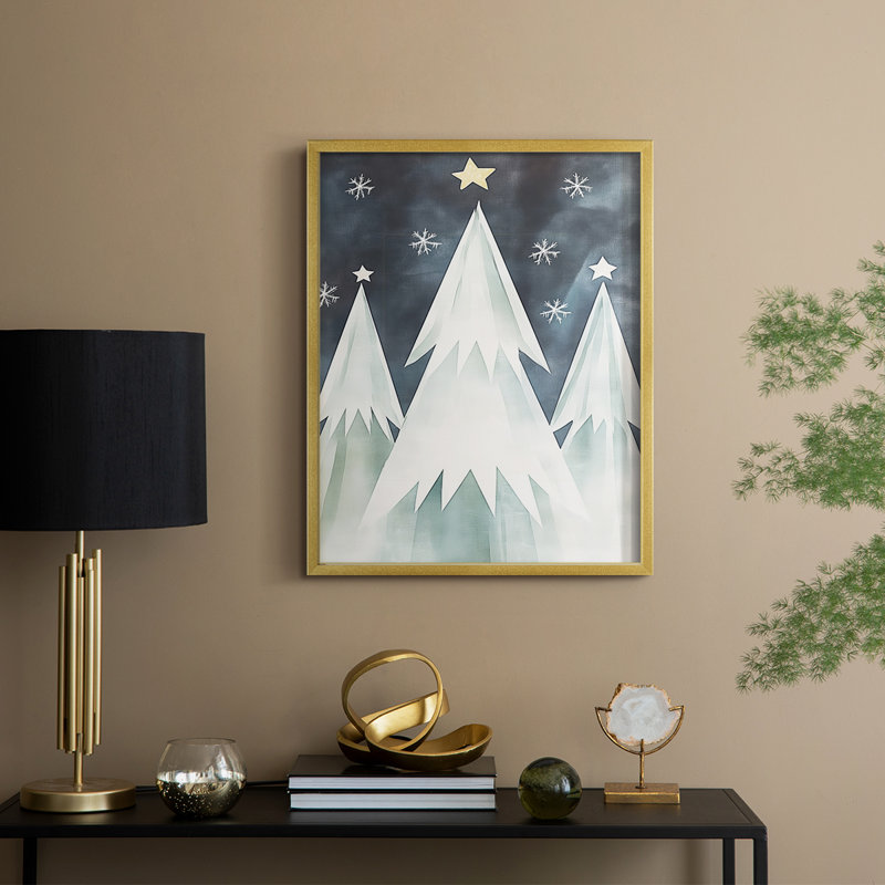 «Christmas Holiday Art DCCCLXVI», reproduction d'art encadrée - bois massif, H 30 po x l 24 po, Doré