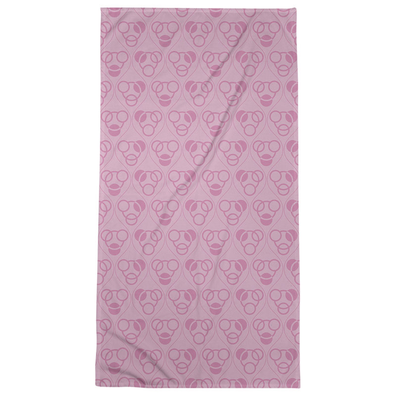 Serviette de bain à motif de cercles et de vagues Classic, Rose