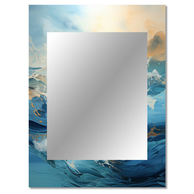 White Blue Storm Liquid Art Charm - Storms Large Mirror, Traditional Decorative Wall Mirror, Printed Metal Art
