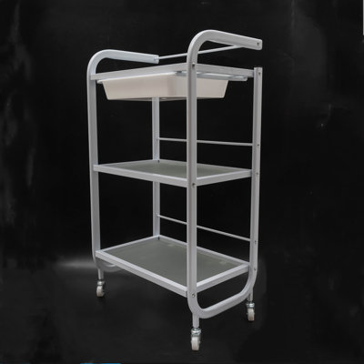 Chariot à roulettes blanc à 3 niveaux, pour espar, salon de manucure et coiffeur