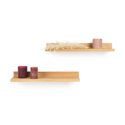 Handmade Rustic Wall Shelf (2 Pieces) - 100% Pine, 19.3 x 4.3 x 3.1 Inches | Flat Varnish Finish, Modern Scandinavian Design | Perfect for Home Decor & Organizing, Stylish and Functional Storage Solution