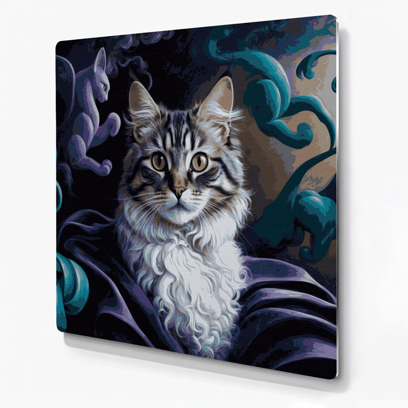 Cats Foldex, art mural gris en métal, H 8 po x l 8 po