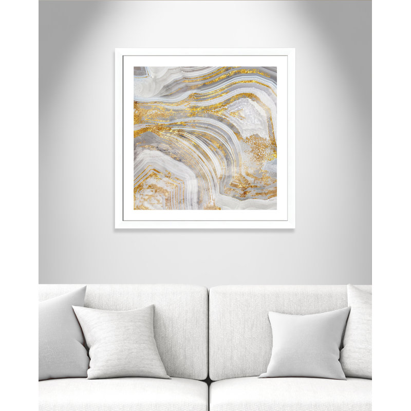 Agate Allure I - peinture encadrée, Cadre blanc, H 33,5 po x l 33,5 po x P 1,25 po