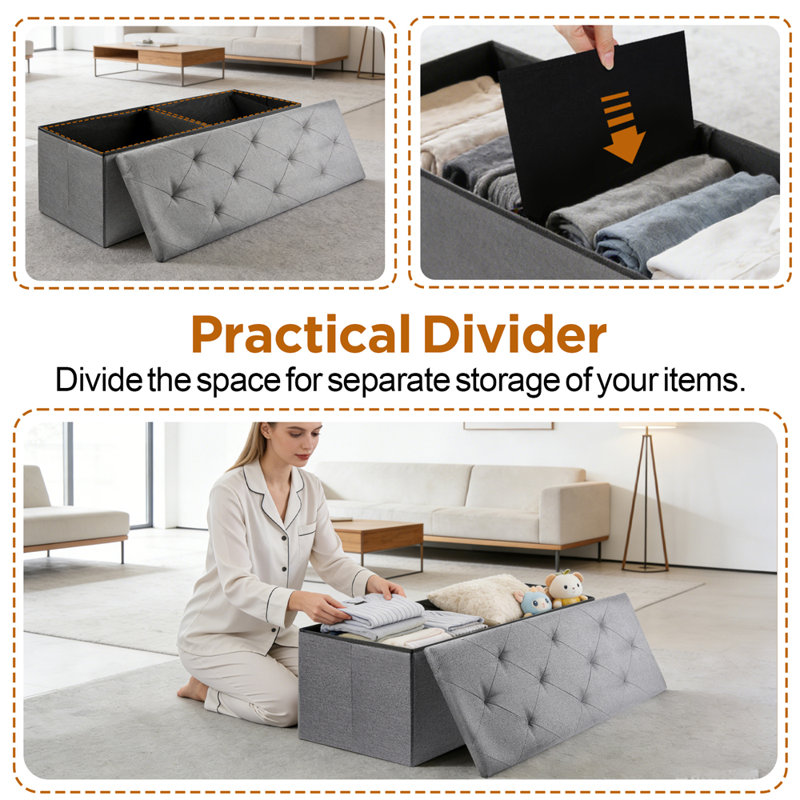 Upholstered Storage Ottoman Bench