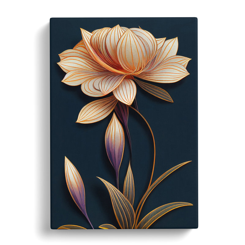 Art Deco Flower No.6 - Wrapped Canvas, 50cm H x 35cm W x 3cm D