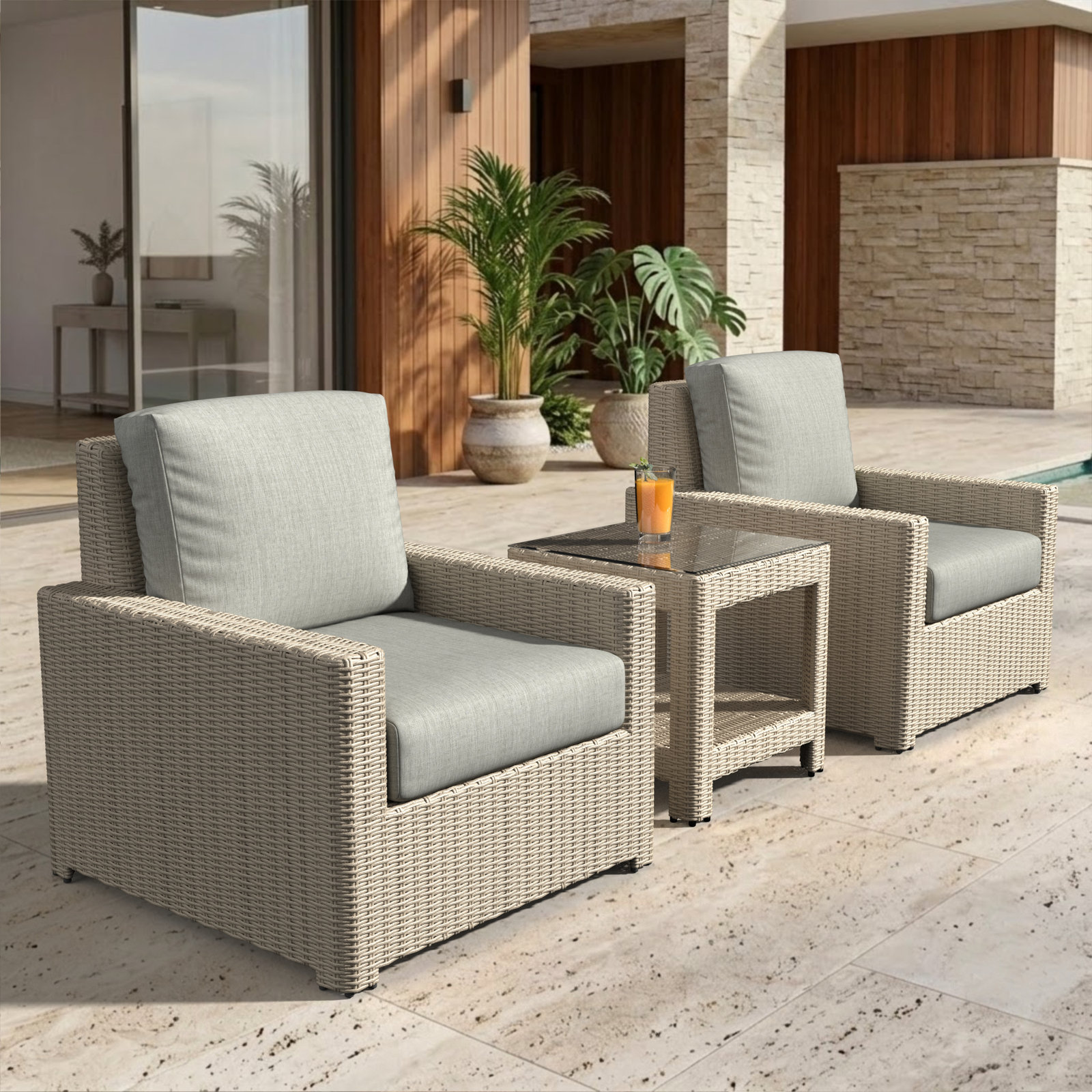 Henri 2-Person Sunbrella® Patio Seating Group, Sunbrella® Refuge Ocean