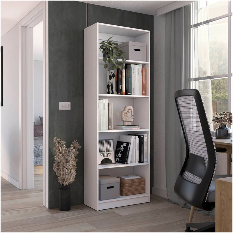 Bibliothèque Home 4 tablettes avec rangement à plusieurs niveaux - Blanc - Bureau, Blanc