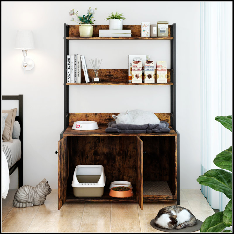 Grand bac à litière avec rangement pour tablettes, meubles de toilette dissimulés pour les maisons modernes