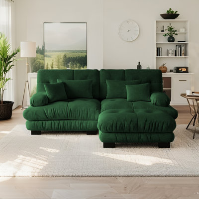 94.5" Modular Sectional Sofa With 4 Throw Pillows And Ottoman,Modern Chenille Comfy Cloud Deep Seat Couch For Living Room,For Living Room