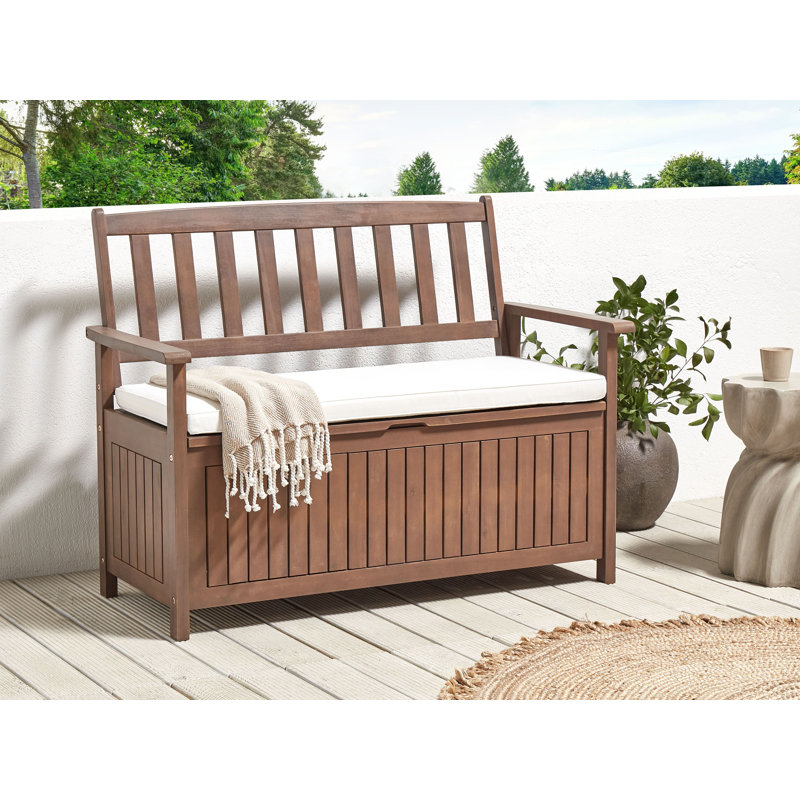 Esperance Solid Wood Acacia Outdoor Bench, Dark Brown, White